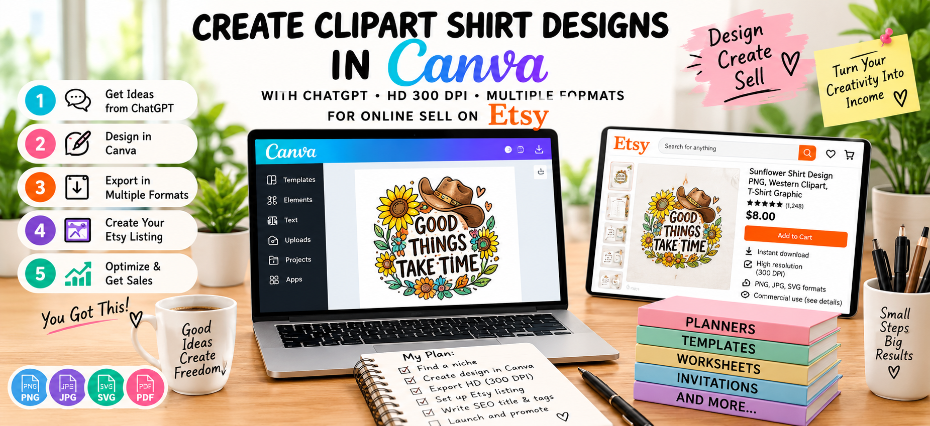 How to Create Clipart Shirt Designs in Canva With ChatGPT: HD 300 DPI Etsy Tutorial - DigiDown